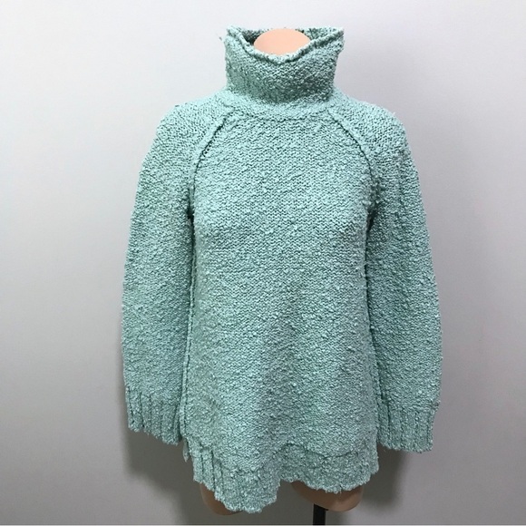 Moth Anthropologie Popcorn Mock Neck Boucle Sweater Small Womens Blue - Picture 2 of 7